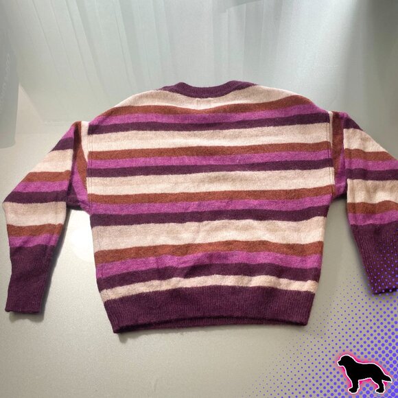 The GAP Striped Sweater Pull Over Size XS Alpaca Wool Blend Crew Neck Brown - Picture 2 of 4